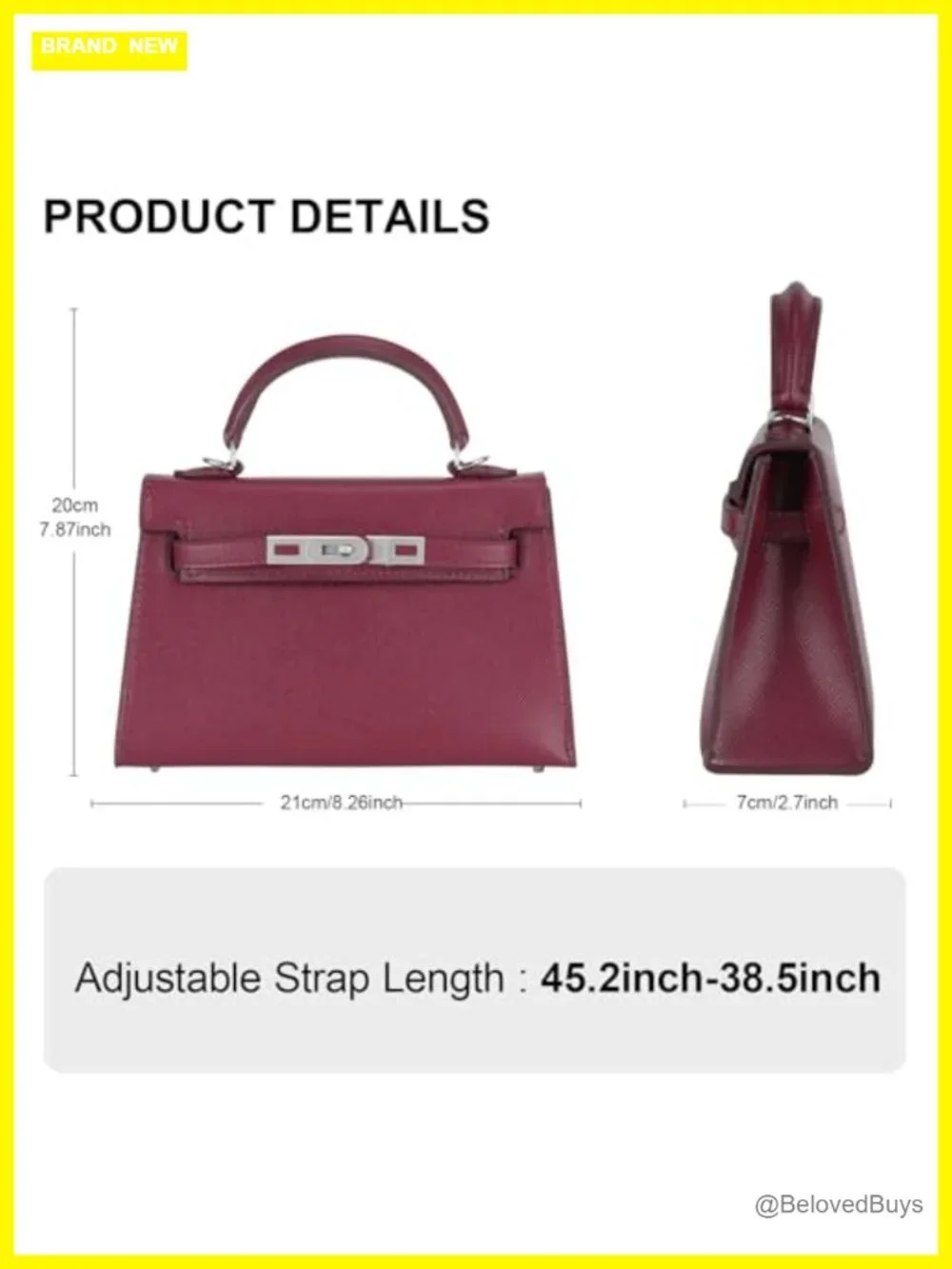 Faux Leather Crossbody and Tote Bag with Adjustable Strap